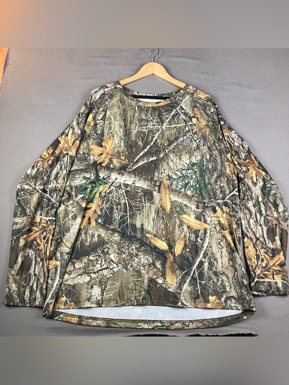 Realtree Mens 2XL Edge Camouflage Long Sleeve Shirt No Fly Zone Insect Repellent